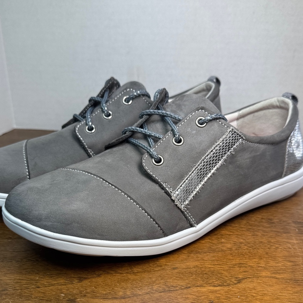 SAS Womens Marnie Suede Gray Leather Lace-up Lightweight Sneakers, sz 10